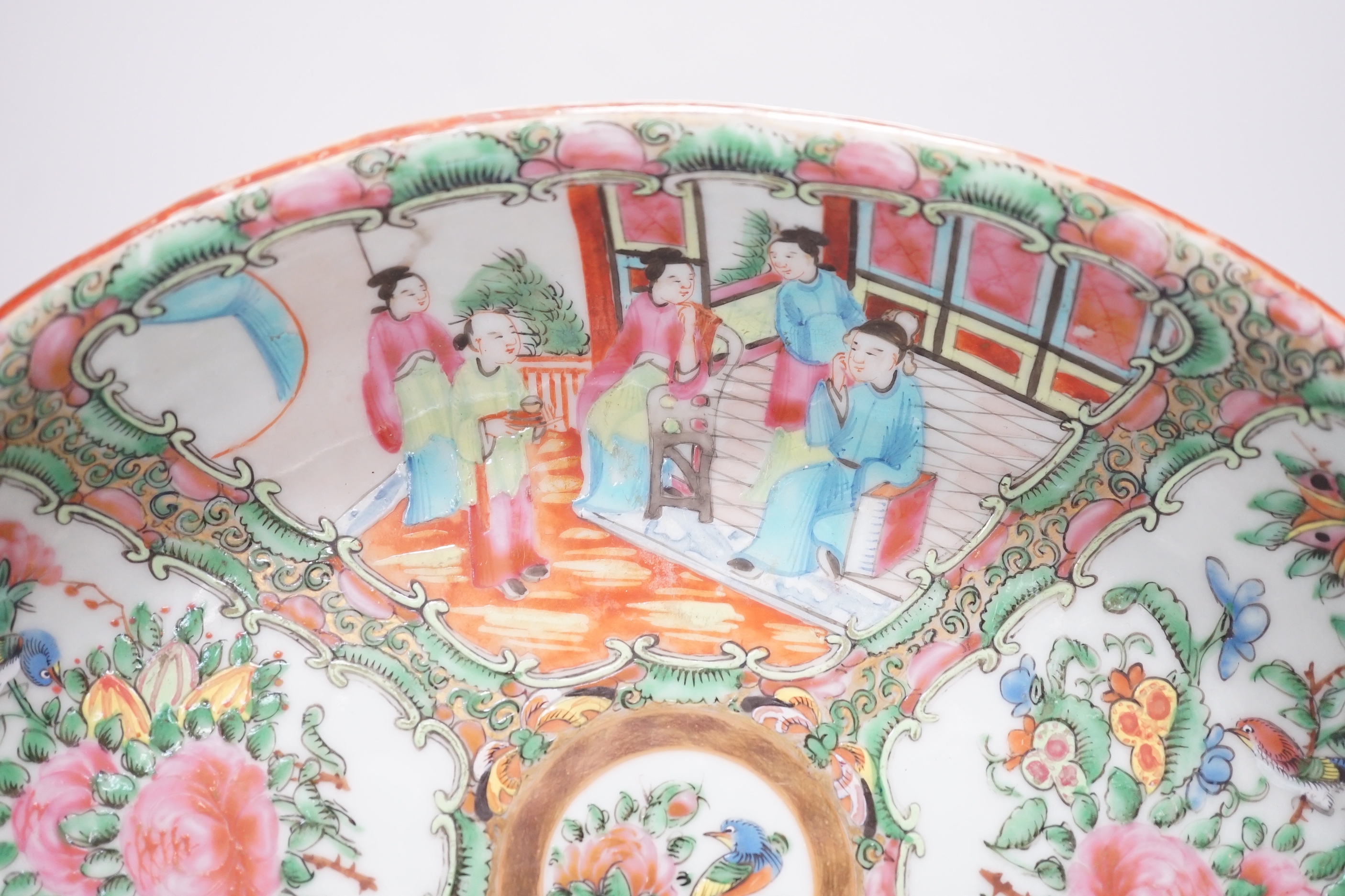 A 19th century Canton export dish, 28cm wide